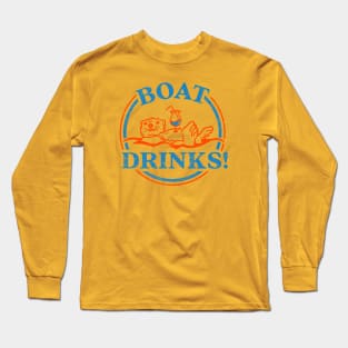 "Boat Drinks!" Cute & Funny Otter Drinking A Cocktail Long Sleeve T-Shirt